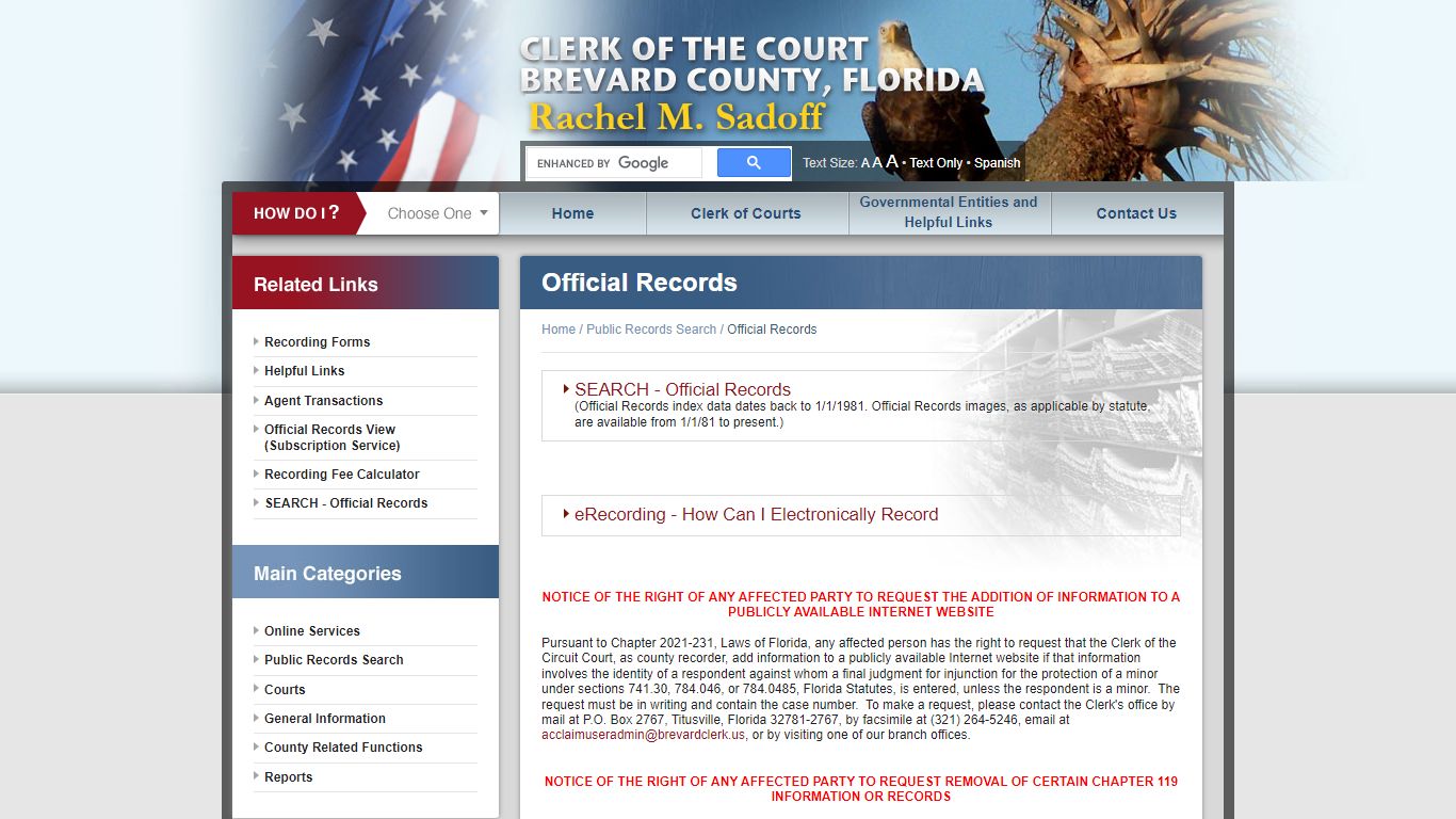 Official Records - Brevard County, Florida - Clerk of the Court